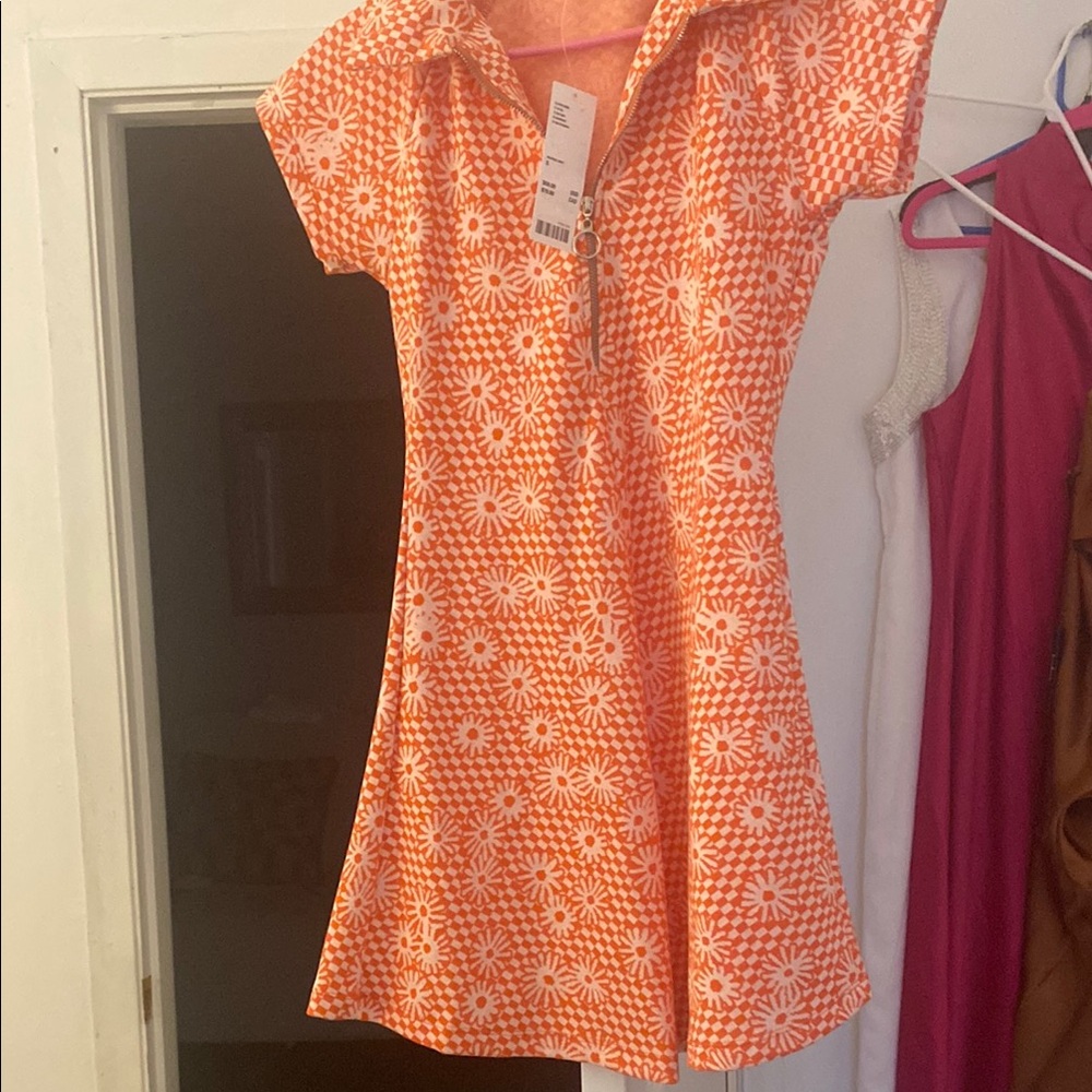 Urban Outfitters Orange Floral Mini Dress